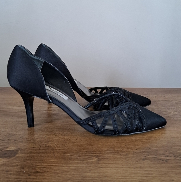 Nina Black Heels with Embellished Straps - Picture 2 of 12